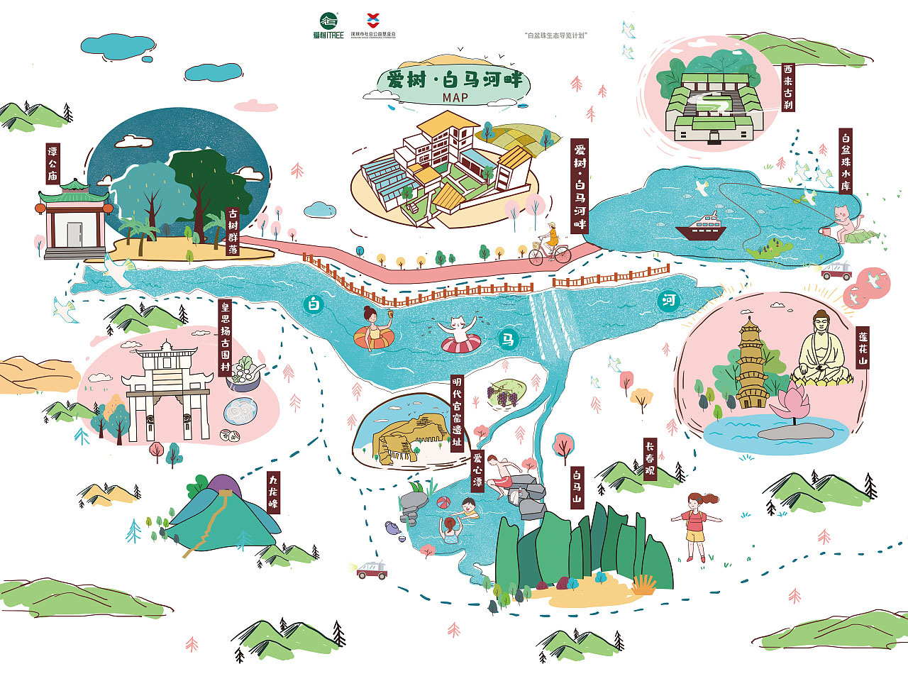 杨陵手绘地图景区的艺术表现